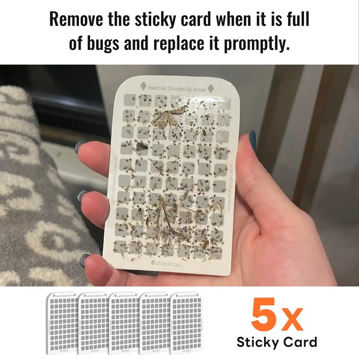 Picture of Mosalogic Sticky Glue Cards Refills (5 Pack) – Non-Toxic Fly Traps for Fruit Flies, Moths, Gnats – Safe for Kids & Pets [NO DEVICE]