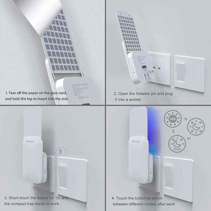 Picture of Mosalogic Sticky Glue Cards Refills (10 Pack) – Non-Toxic Fly Traps for Fruit Flies, Moths, Gnats – Safe for Kids & Pets [NO DEVICE]