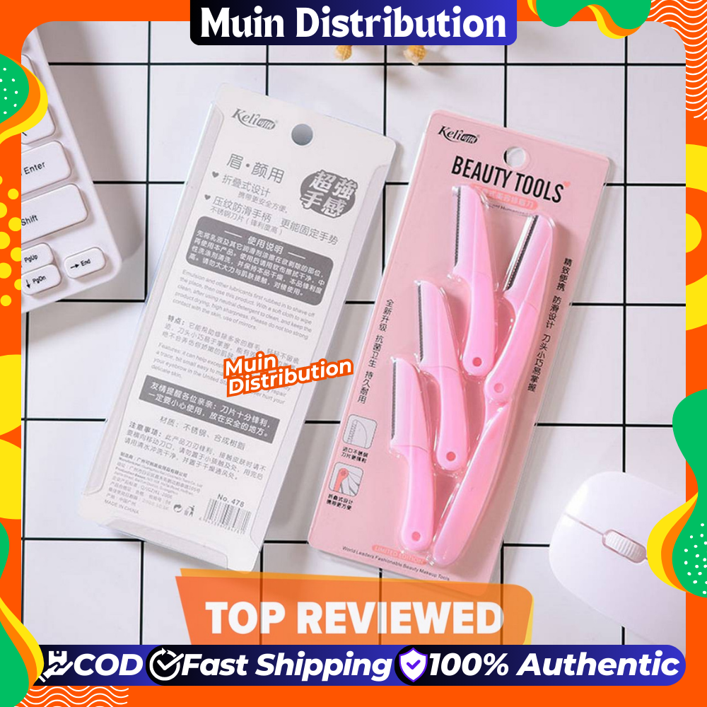 Picture of keli 4pcs Foldable Eyebrow Facial razor, Shaper, and Trimmer in New Design - Pink Color