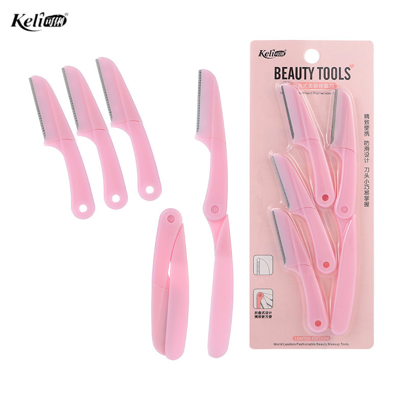 Picture of keli 4pcs Foldable Eyebrow Facial razor, Shaper, and Trimmer in New Design - Pink Color