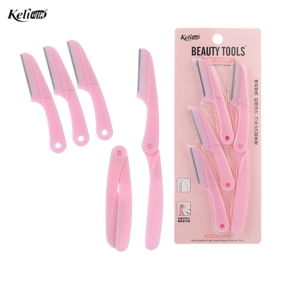 Picture of keli 4pcs Foldable Eyebrow Facial razor, Shaper, and Trimmer in New Design - Pink Color