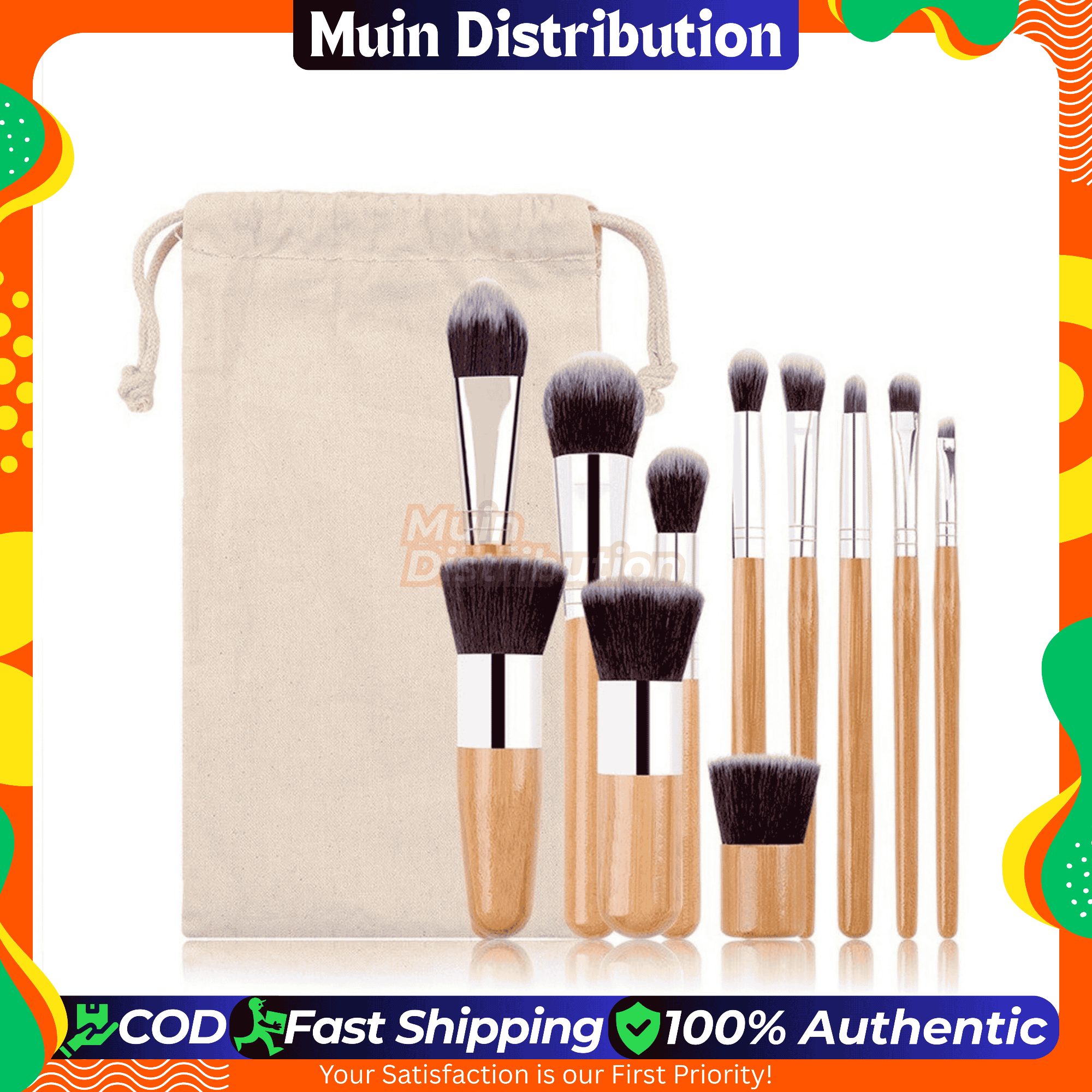 Picture of Professional Bamboo Brush Set of 11pcs - Makeup Brush set