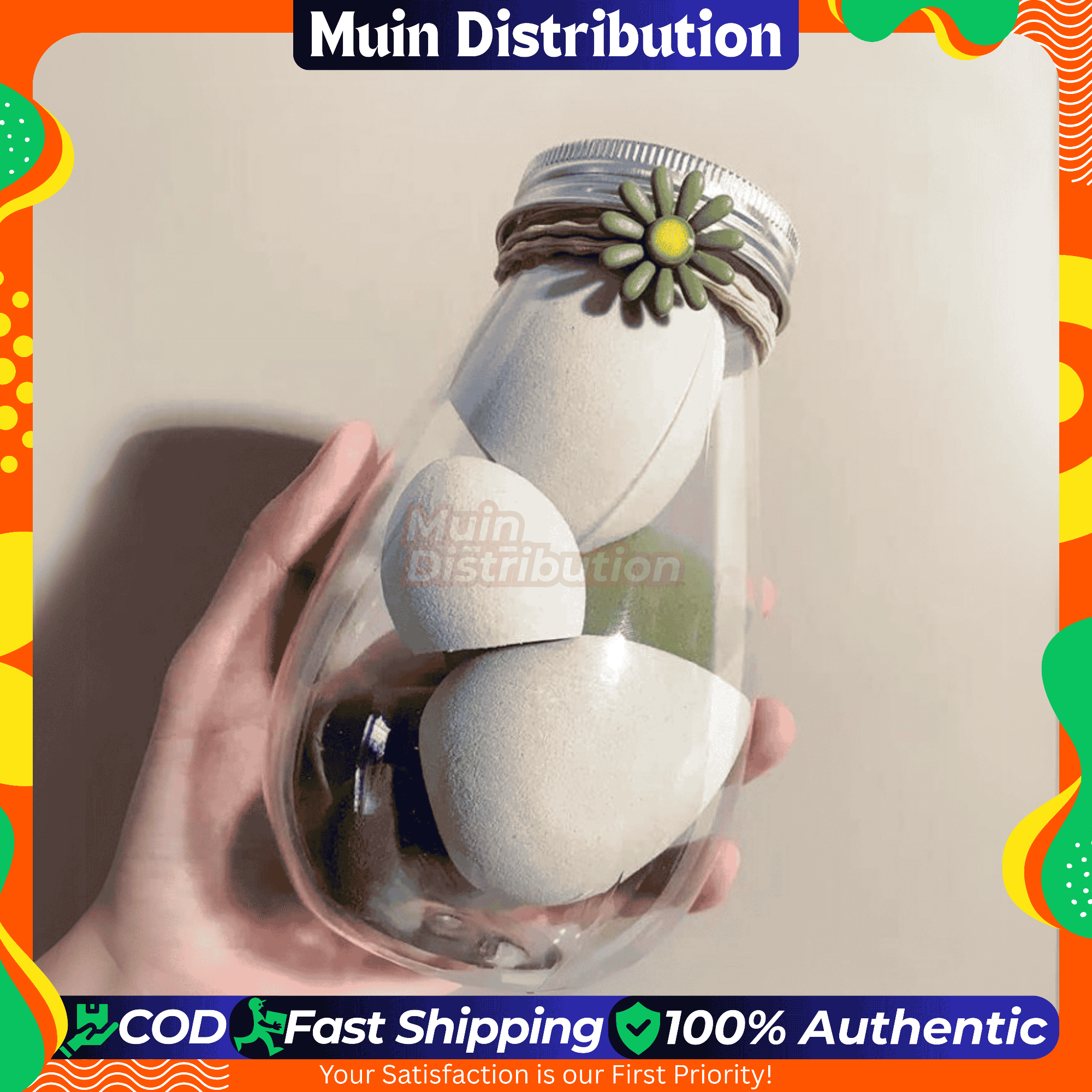 Picture of 6 piece Beauty Blender Makeup Puff Set With Cute bottle - Makeup Sponge Puff set - Green Color Set