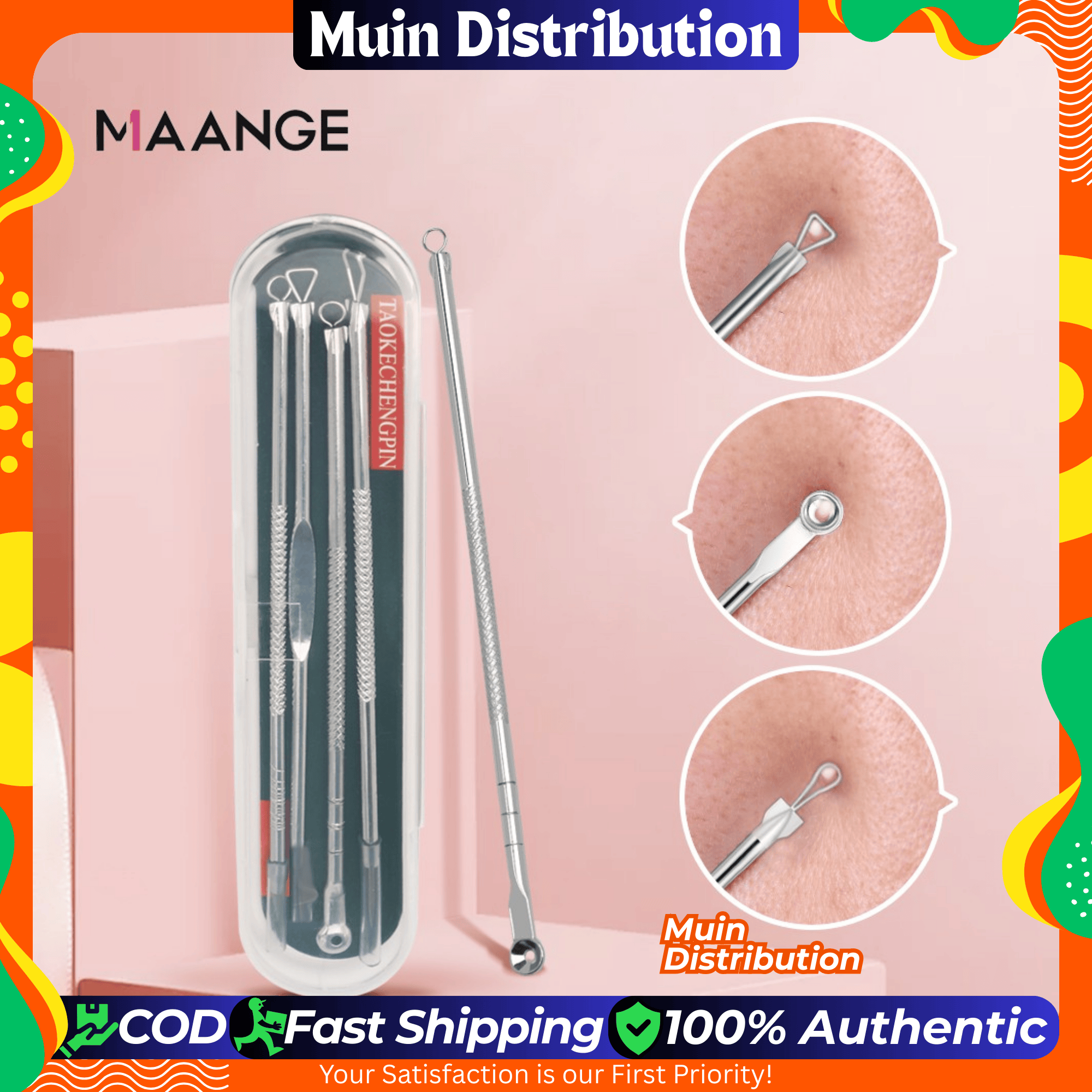 Picture of 4pcs/set Blackhead Comedone Acne Pimple Blackhead Remover Tool Spoon for Face Skin Care Tool Needles Facial Pore Cleaner - skin care tools