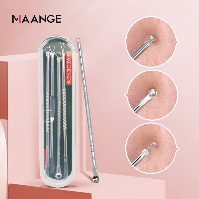 Picture of 4pcs/set Blackhead Comedone Acne Pimple Blackhead Remover Tool Spoon for Face Skin Care Tool Needles Facial Pore Cleaner - skin care tools