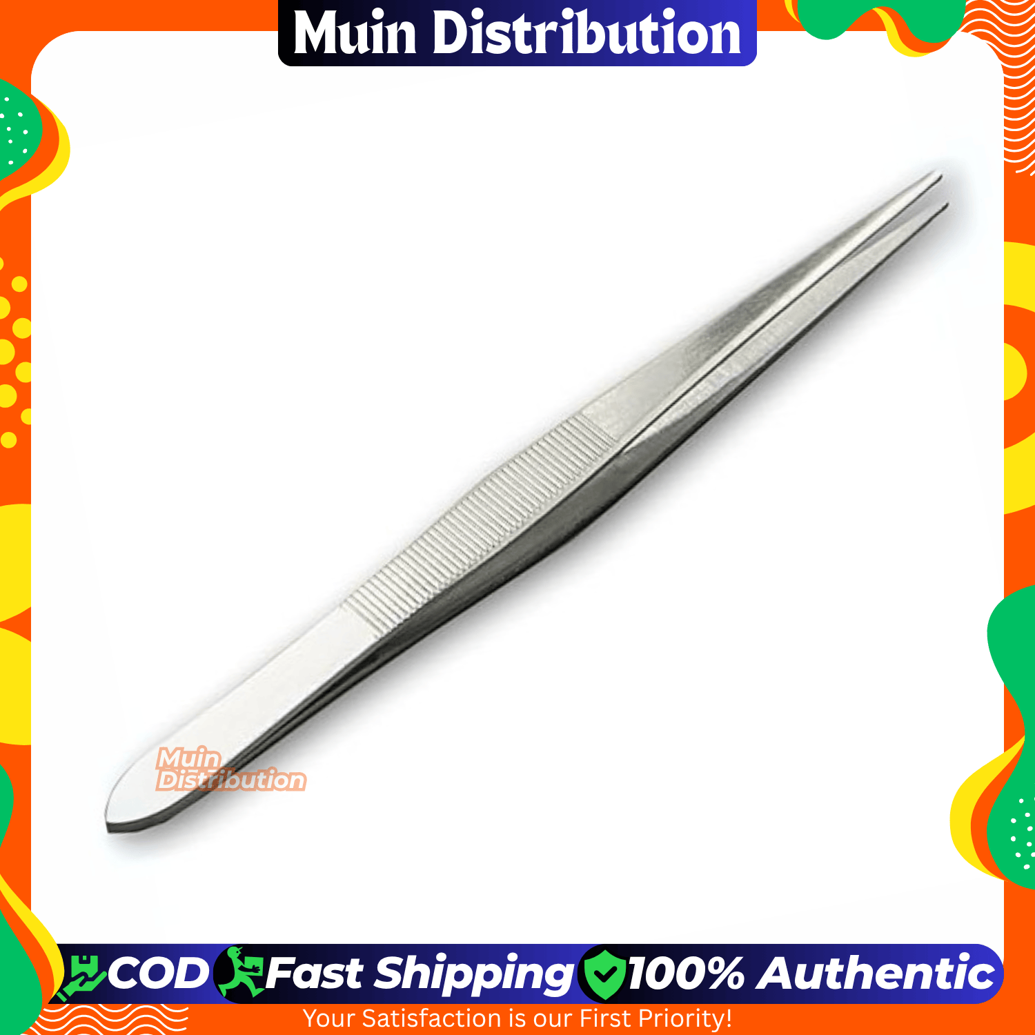 Picture of Stainless Steel (Pointed) Tweezer (Silver Color) For Eyebrows, Facial Hair, Ingrown Hairs and splinters - 1pcs