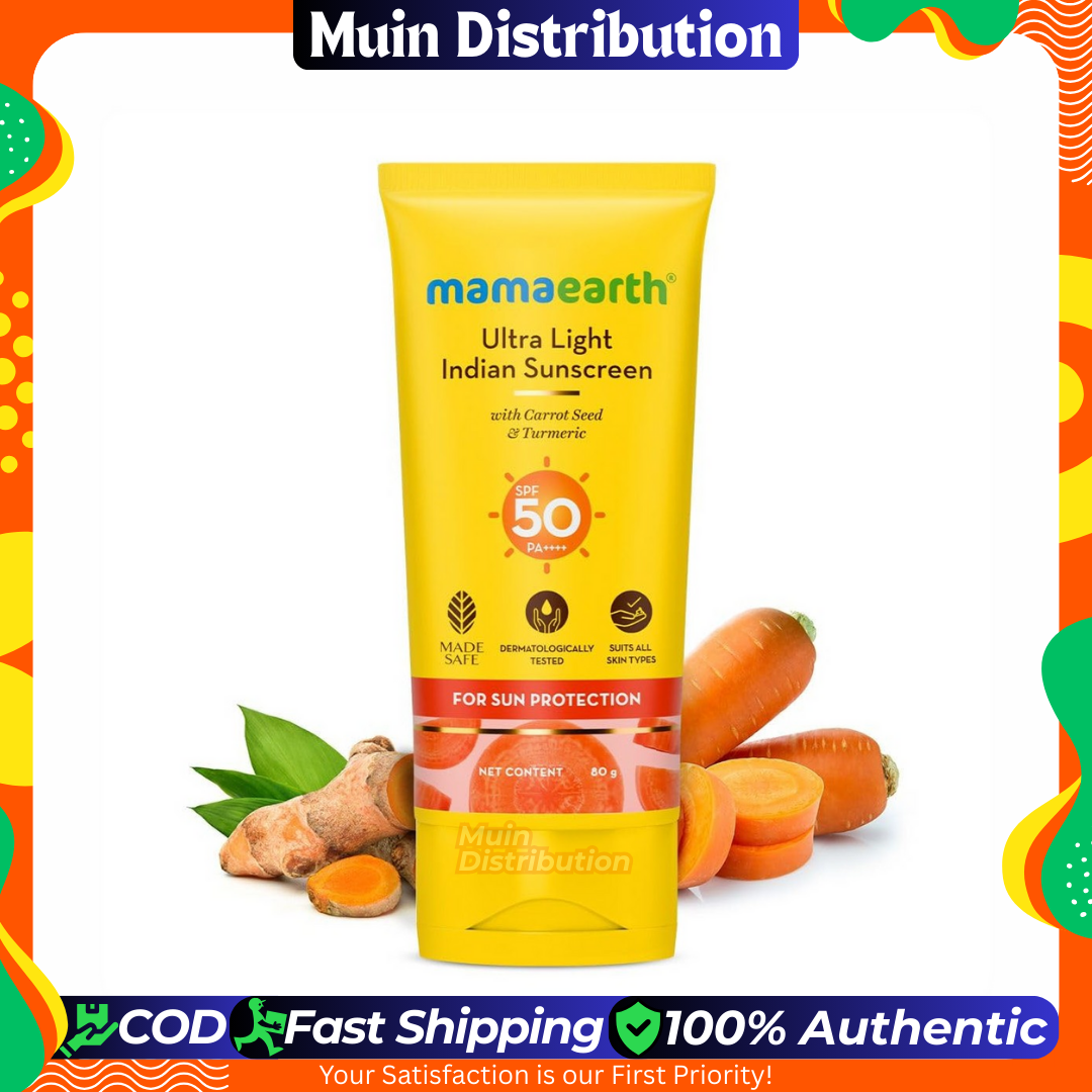 Picture of Mamaearth Ultra Light Indian Sunscreen with Carrot Seed, Turmeric and SPF 50 PA+++ (80ml)