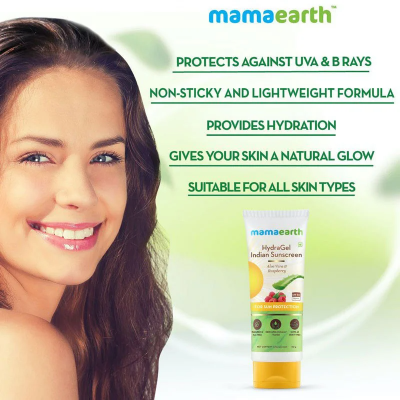 Picture of Mamaearth Hydragel Indian Sunscreen With Aloe Vera And Raspberry For Sun Protection - 50gm