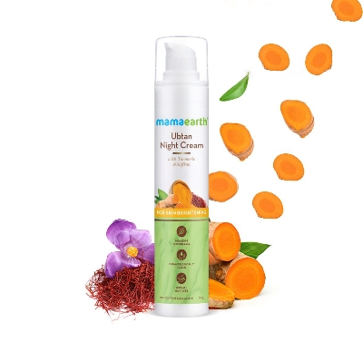 Picture of Mamaearth Ubtan Night Cream with Saffron & Turmeric | Revives Dull, Damaged Skin & Restores Natural Glow | Overnight Restorative & Non-Greasy Formula | 1.76 Oz/50g