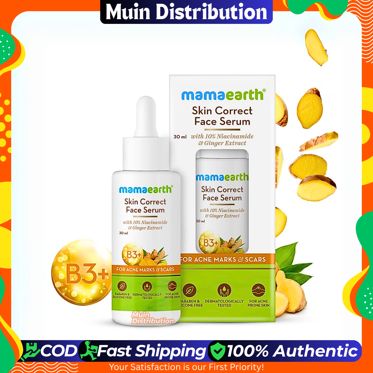 Picture of Mamaearth Skin Correct Face Serum with Niacinamide and Ginger Extract for Acne Marks and Scars - 30 ml