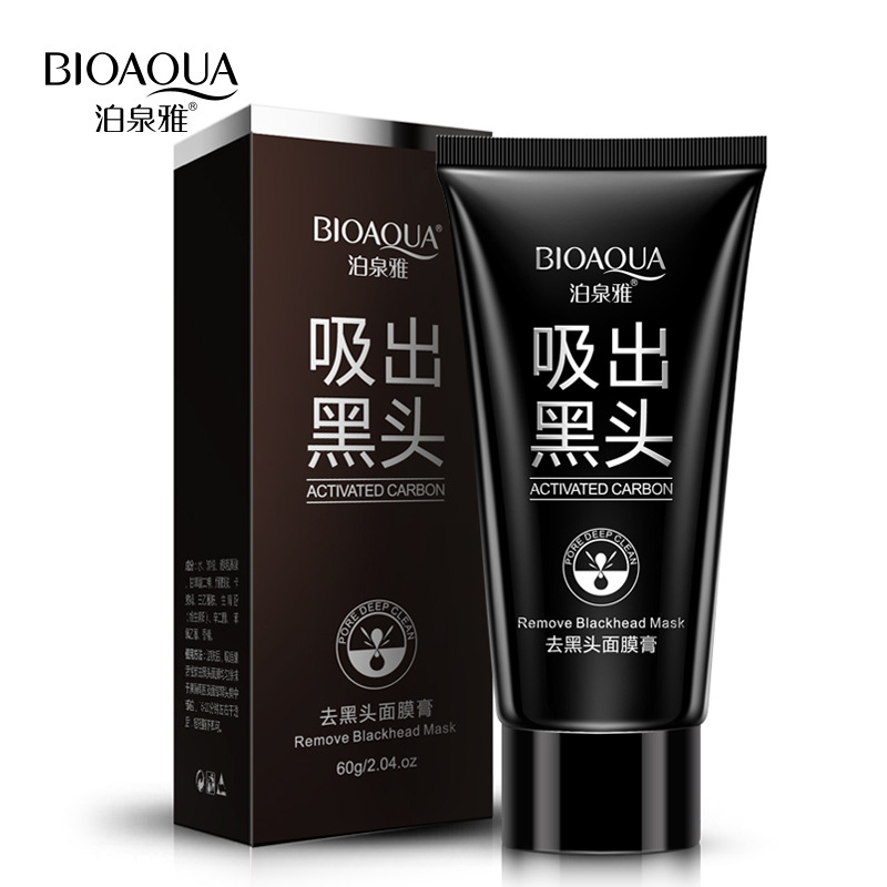 Picture of BIOAQUA Black Mask Activated Carbon Charcoal Peel-Off Mask – Deep Pore Cleansing, Blackhead Remover, Oil Control 60g