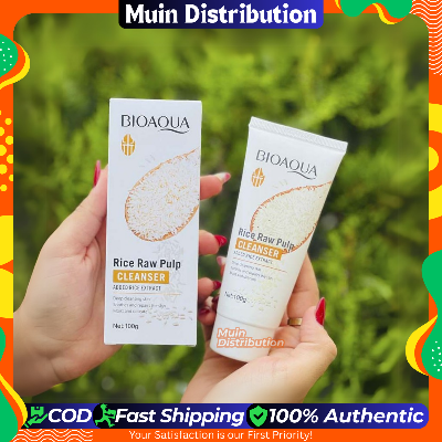 Picture of Bioaqua Rice Raw Pulp Facial Cleanser Face Wash Foam Moisturizing Brighten Shrink Pores Rejuvenation Skin Face Skin Care 100g - Face Wash