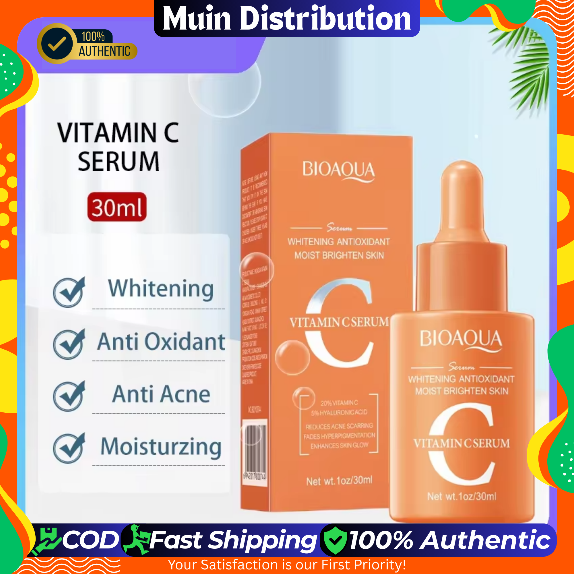 Picture of BIOAQUA Vitamin C Serum Whitening Antioxidant Moist Brighten Skin Essence - 30ml