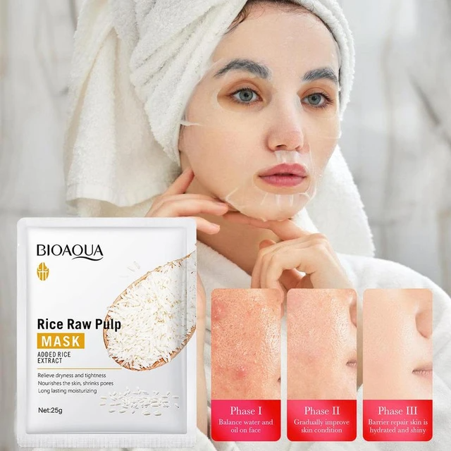 Picture of Bioaqua Rice Raw Pulp Mask Hydrating Moisturizing Face Sheet Mask - 25 gm
