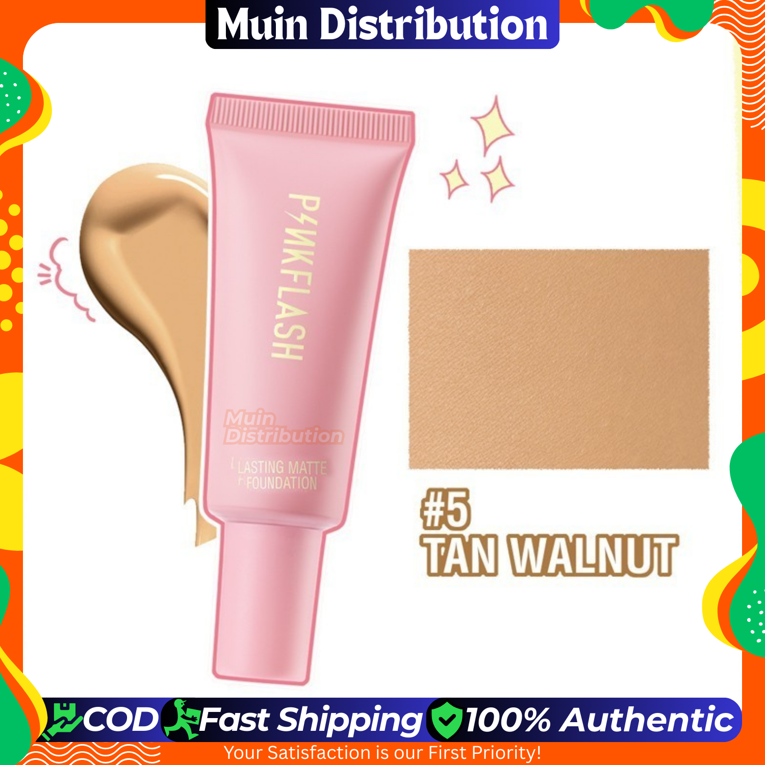 Picture of PinkFlash Foundation #5 Tan Walnut (Suitable for Natural Tan) OhMySelf Foundation Weightless Lasting All Day High Coverage Oil Control Matte - 25g