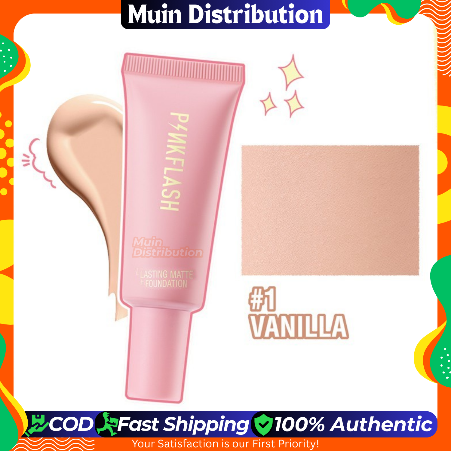 Picture of PinkFlash Foundation #1 Vanilla (Suitable for light to Pink) OhMySelf Foundation Weightless Lasting All Day High Coverage Oil Control Matte - 25g