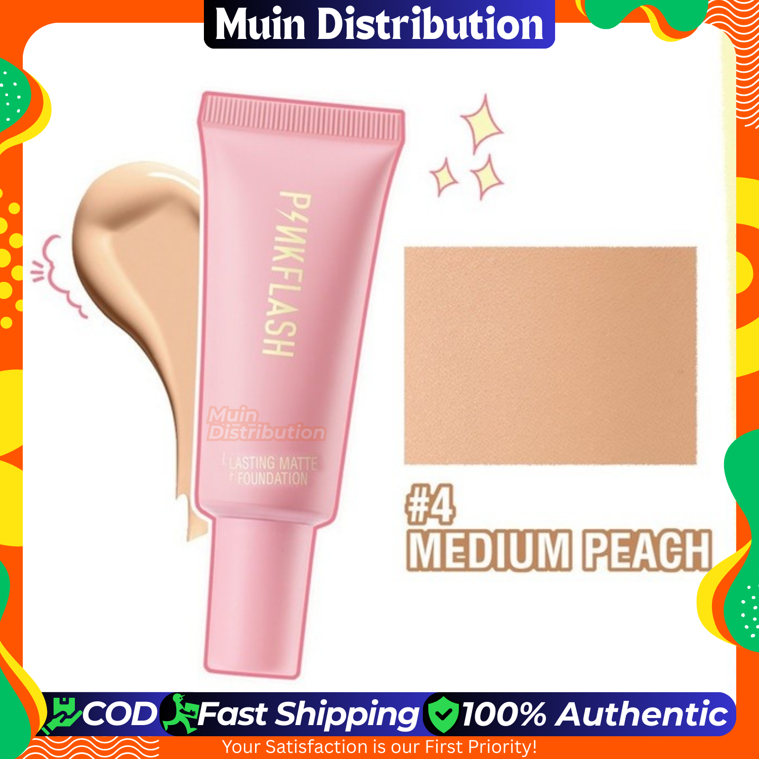 Picture of PinkFlash Foundation #4 Medium peach (Suitable for warm pink) OhMySelf Foundation Weightless Lasting All Day High Coverage Oil Control Matte - 25g