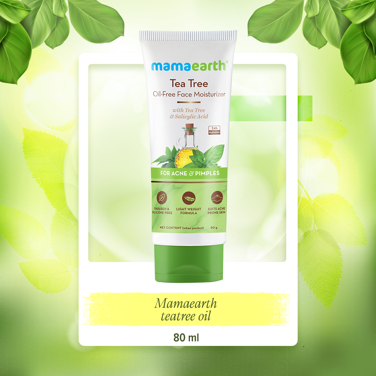 Picture of Mamaearth Tea Tree Oil-Free Face Moisturizer with Tea Tree and Salicylic Acid for Acne and Pimples - 80 ml