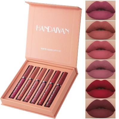Picture of HANDAIYAN 6 Colors Long Lasting Velvet Lips Tint Liquid Lipsticks Waterproof Non-Stick Cup Lipgloss Gift Set