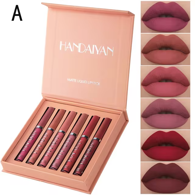 Picture of HANDAIYAN 6 Colors Long Lasting Velvet Lips Tint Liquid Lipsticks Waterproof Non-Stick Cup Lipgloss Gift Set