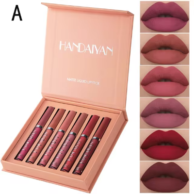 Picture of HANDAIYAN 6 Colors Long Lasting Velvet Lips Tint Liquid Lipsticks Waterproof Non-Stick Cup Lipgloss Gift Set