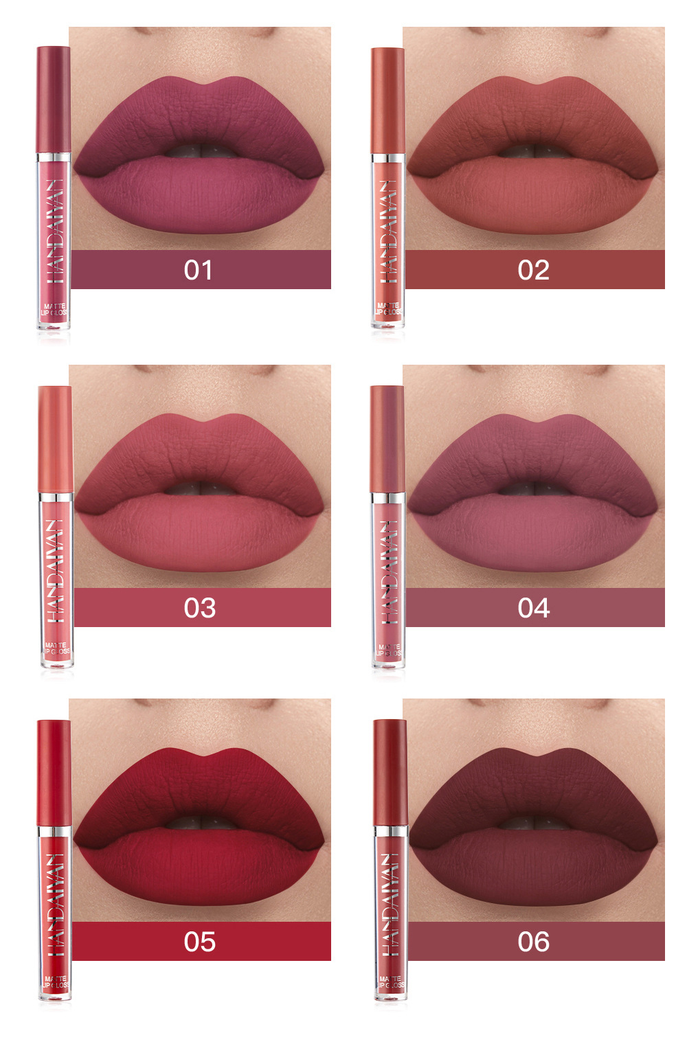 Picture of HANDAIYAN 6 Colors Long Lasting Velvet Lips Tint Liquid Lipsticks Waterproof Non-Stick Cup Lipgloss Gift Set