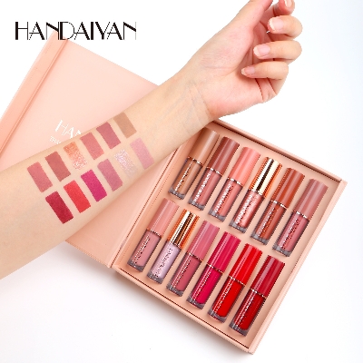 Picture of HANDAIYAN 12 Colors 2.5ml Lip Gloss Set Matte Pearlescent Non-Sticky Lip Glaze Lipstick - Lipstick Set