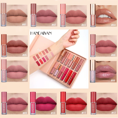 Picture of HANDAIYAN 12 Colors 2.5ml Lip Gloss Set Matte Pearlescent Non-Sticky Lip Glaze Lipstick - Lipstick Set