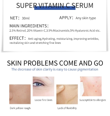 Picture of MELAO Vitamin Super Serum Contains 2.5% Retinol +20% Vitamin C+3.59% Niacinamide +5% Hyaluronic Acid To Lighten and Repair Face-30ML