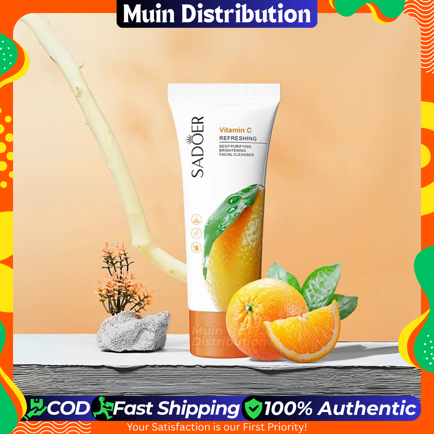 Picture of SADOER Vitamin C Moisturizing Deep Purifying Refreshing Fruit Plant Extract Facial Cleanser 100g - Face Wash
