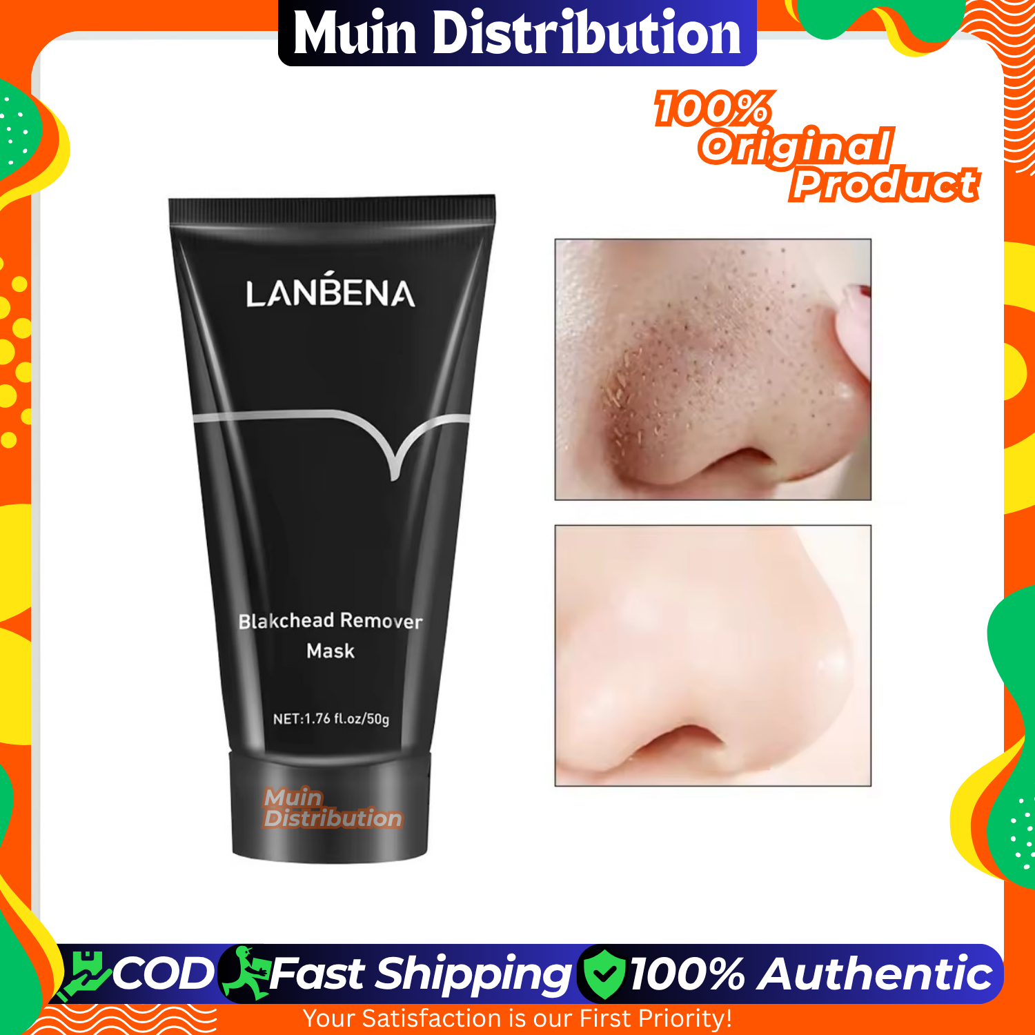Picture of LANBENA Deep Cleaning Blackhead Remover Mask Remove Black head Acne Shrinking Pore Improve Rough Skin Acne Treatment Face Care - 50gm