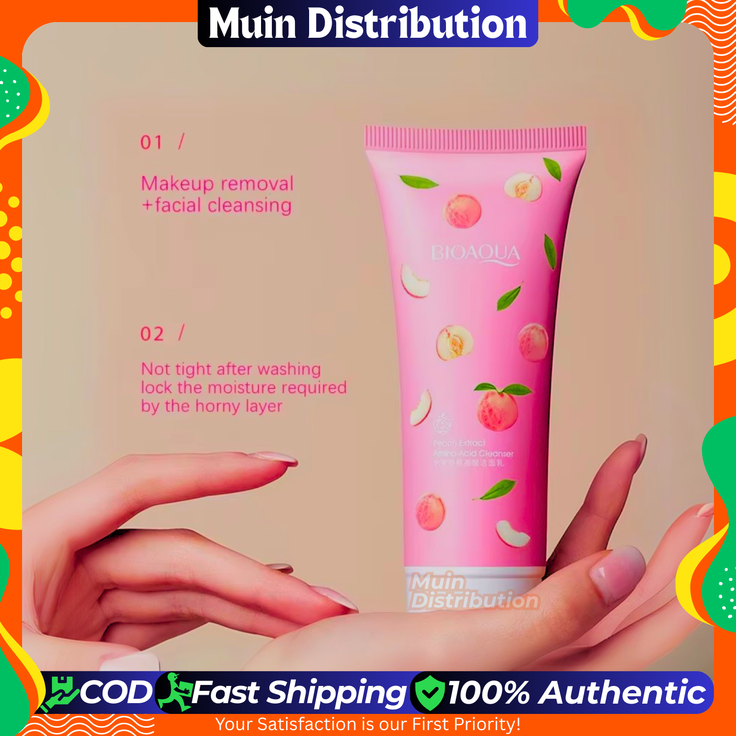 Picture of BIOAQUA Peach Extract Amino Acid Cleanser Gentle Cleansing Moisturizing Foaming Cleanser 100g