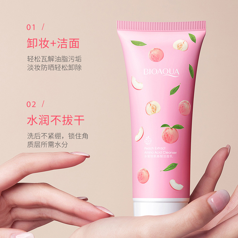Picture of BIOAQUA Peach Extract Amino Acid Cleanser Gentle Cleansing Moisturizing Foaming Cleanser 100g
