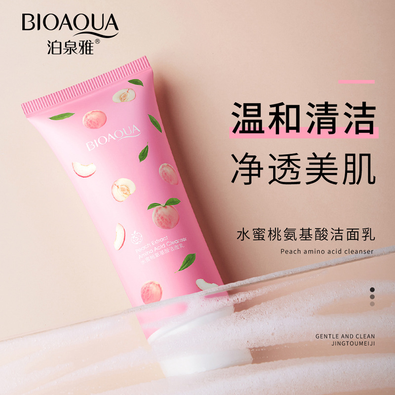 Picture of BIOAQUA Peach Extract Amino Acid Cleanser Gentle Cleansing Moisturizing Foaming Cleanser 100g