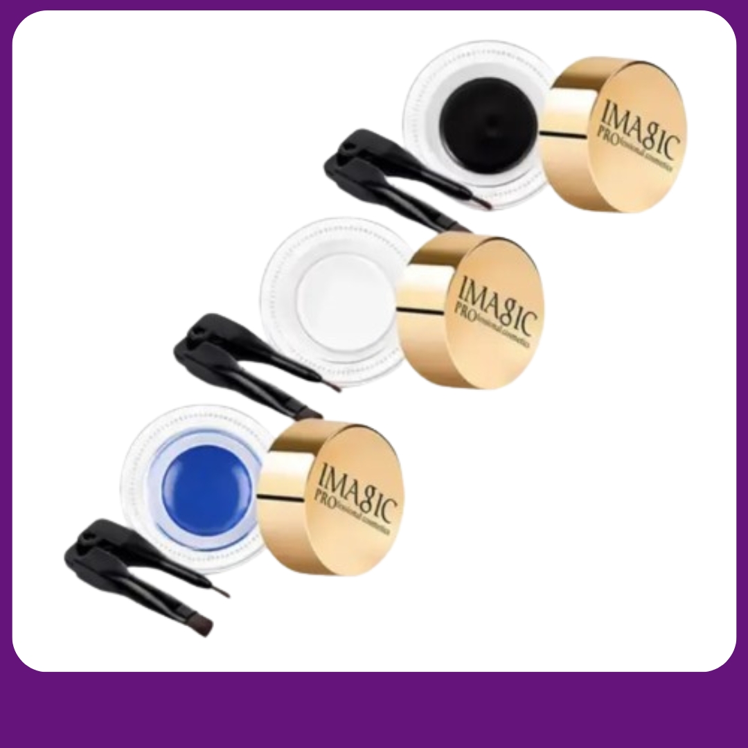 Picture of IMAGIC Waterproof Gel Eyeliner (White/Black/Blue/Drak Brown) -  High Pigmented Makeup Quick Dry Waterproof Long Lasting Eye Liner Cream With Brush