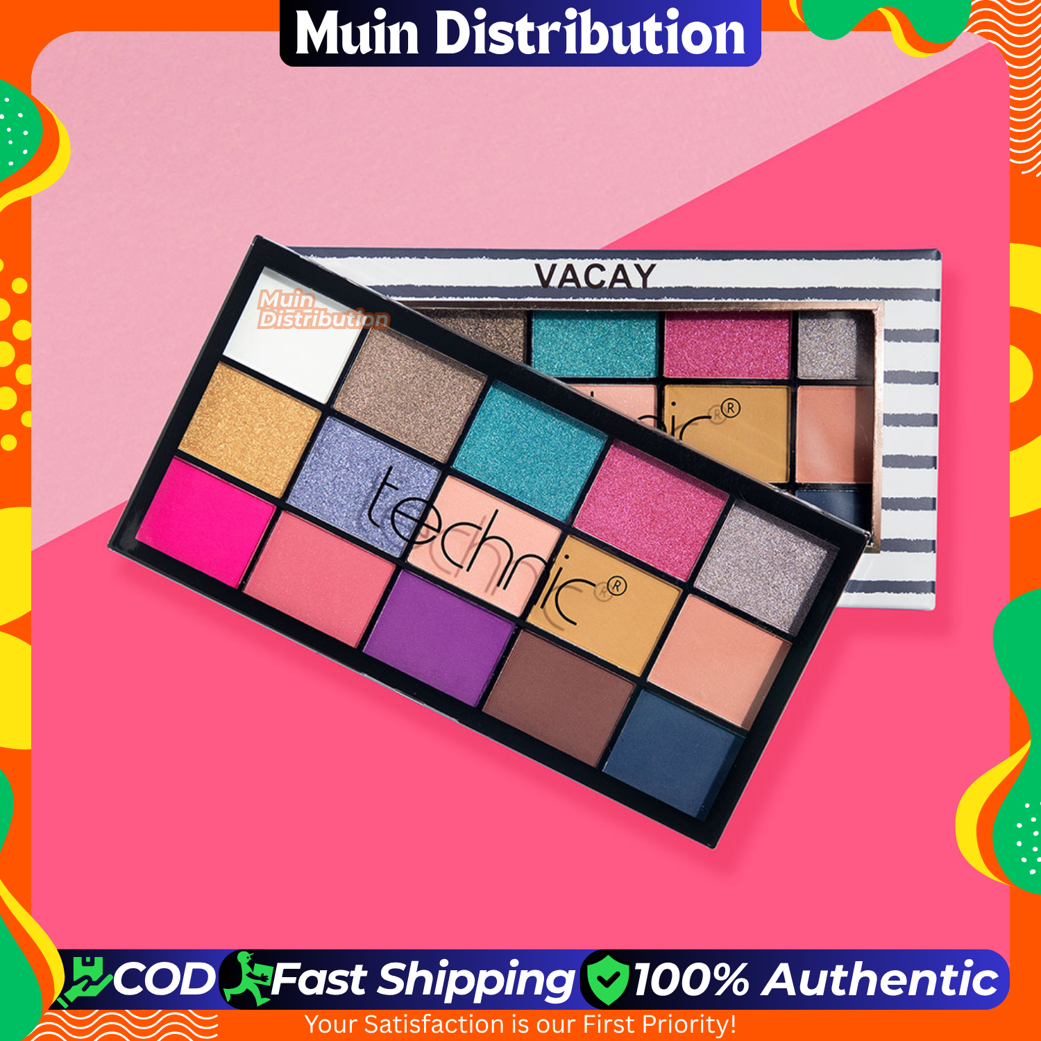 Picture of Technic Vacay 15 Color Pressed Pigment Eye Shadow Palette - Vacay - 30g