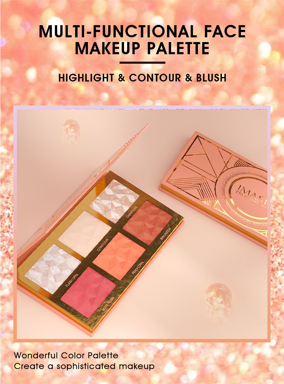 Picture of IMAGIC New 6 Color Hybrid Highlight Blush Palette Rouge Makeup Blush Palet Blush Contour Shadow Facial Cosmetics