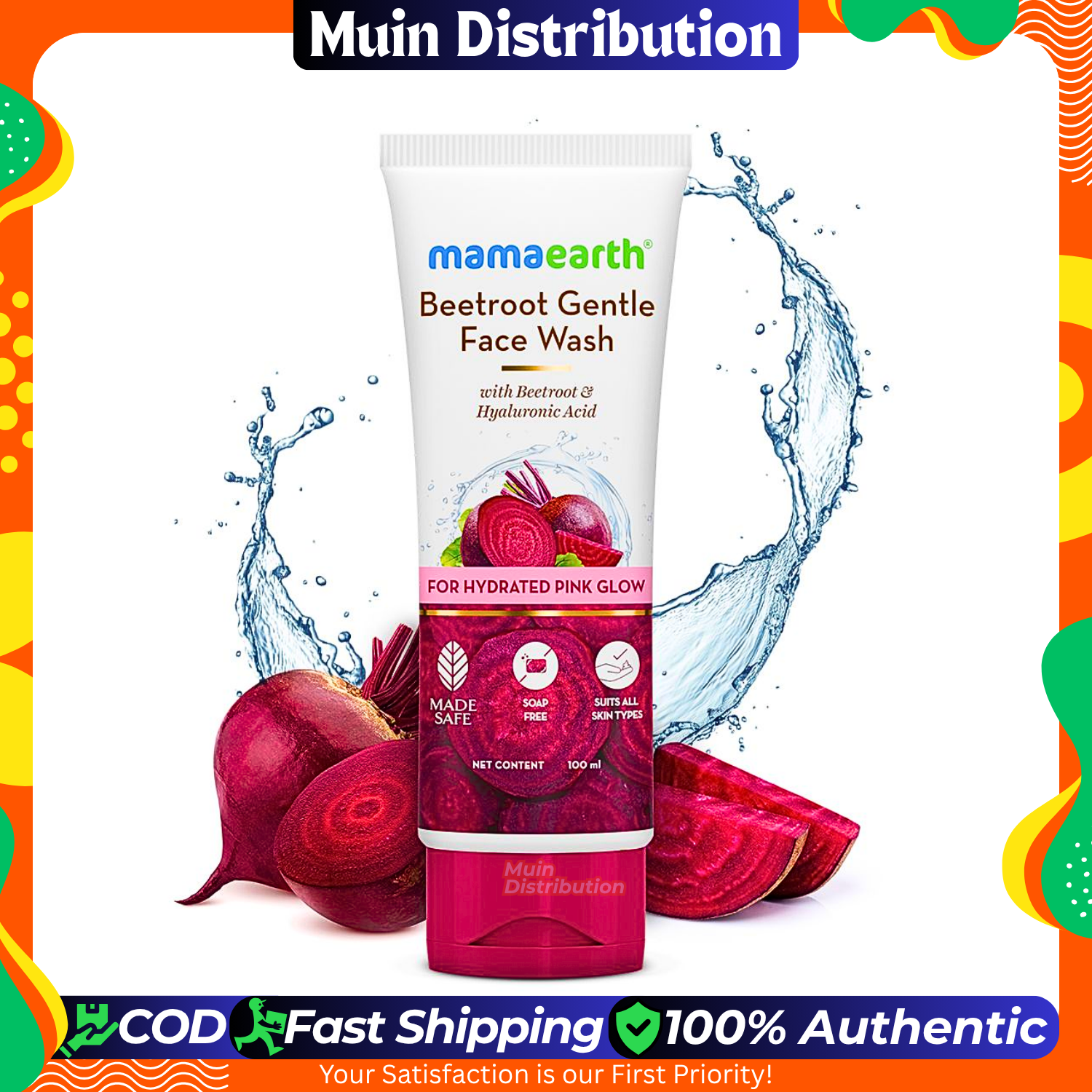 Picture of Mamaearth Beetroot Gentle Face Wash & Hyaluronic Acid For Hydrated Pink Glow -100ml