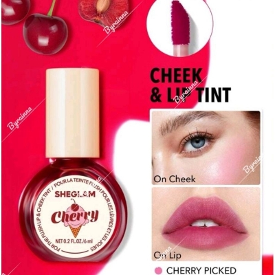 Picture of SHEGLAM For The Flush Lip & Cheek Tint-Fruit Punch Long-Lasting Matte Finish Lip Tint Easy-To-Use Lightweight Blush Moisturizing Lip Stain Liquid Lipstick Pink Liquid Lipstick-Cherry