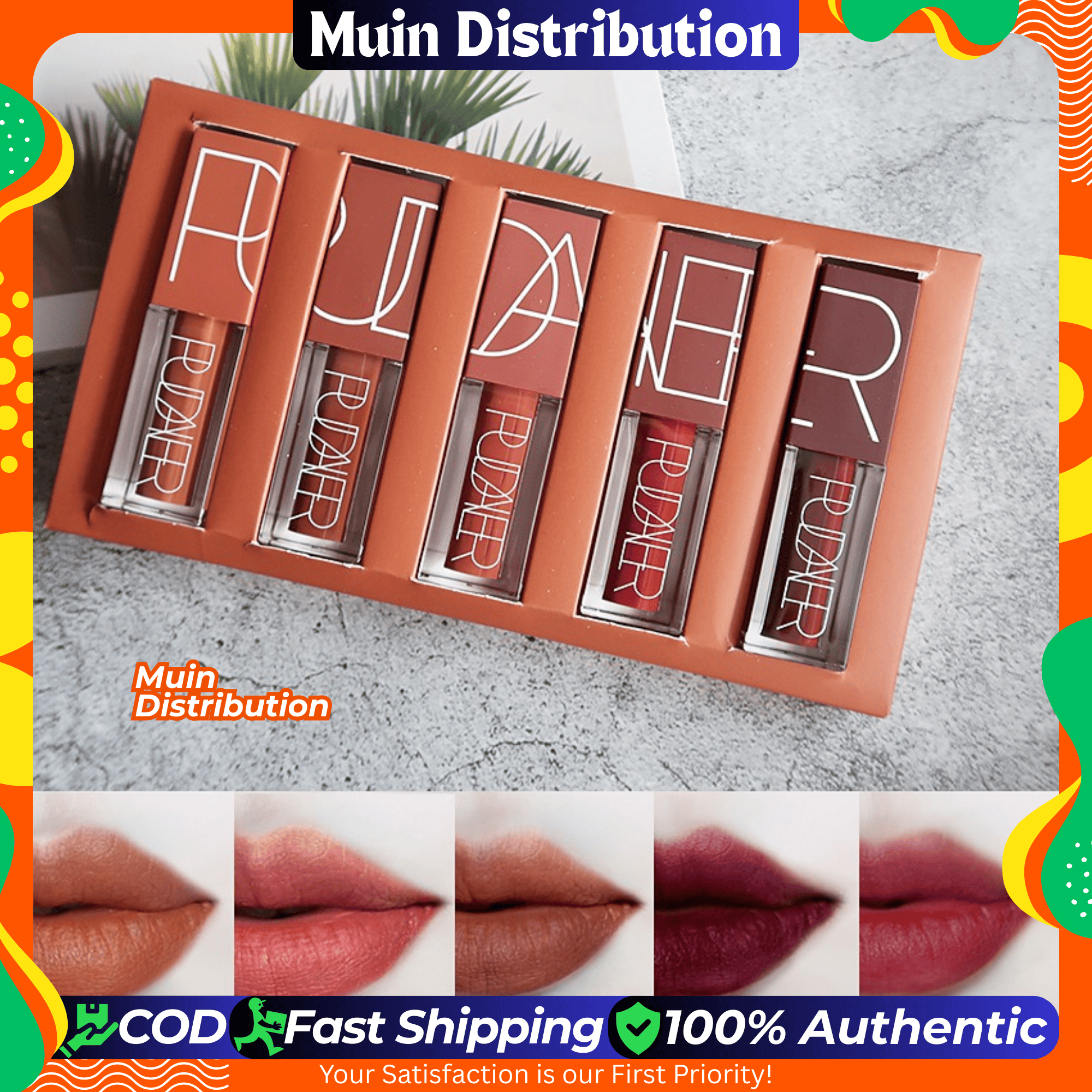 Picture of Pudaier 5pcs Waterproof Long Lasting Matte Liquid Lipstick Matte Lipstick Gloss Set Lipstick Set