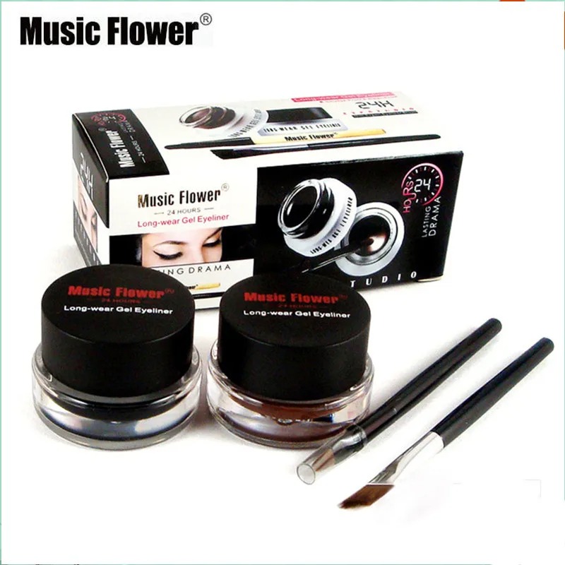 Picture of Music Flower 4 In 1 (Black & Brown) 2 Color Gel Eyeliner with 2 brush