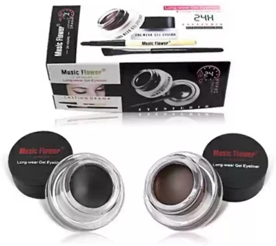 Picture of Music Flower 4 In 1 (Black & Brown) 2 Color Gel Eyeliner with 2 brush