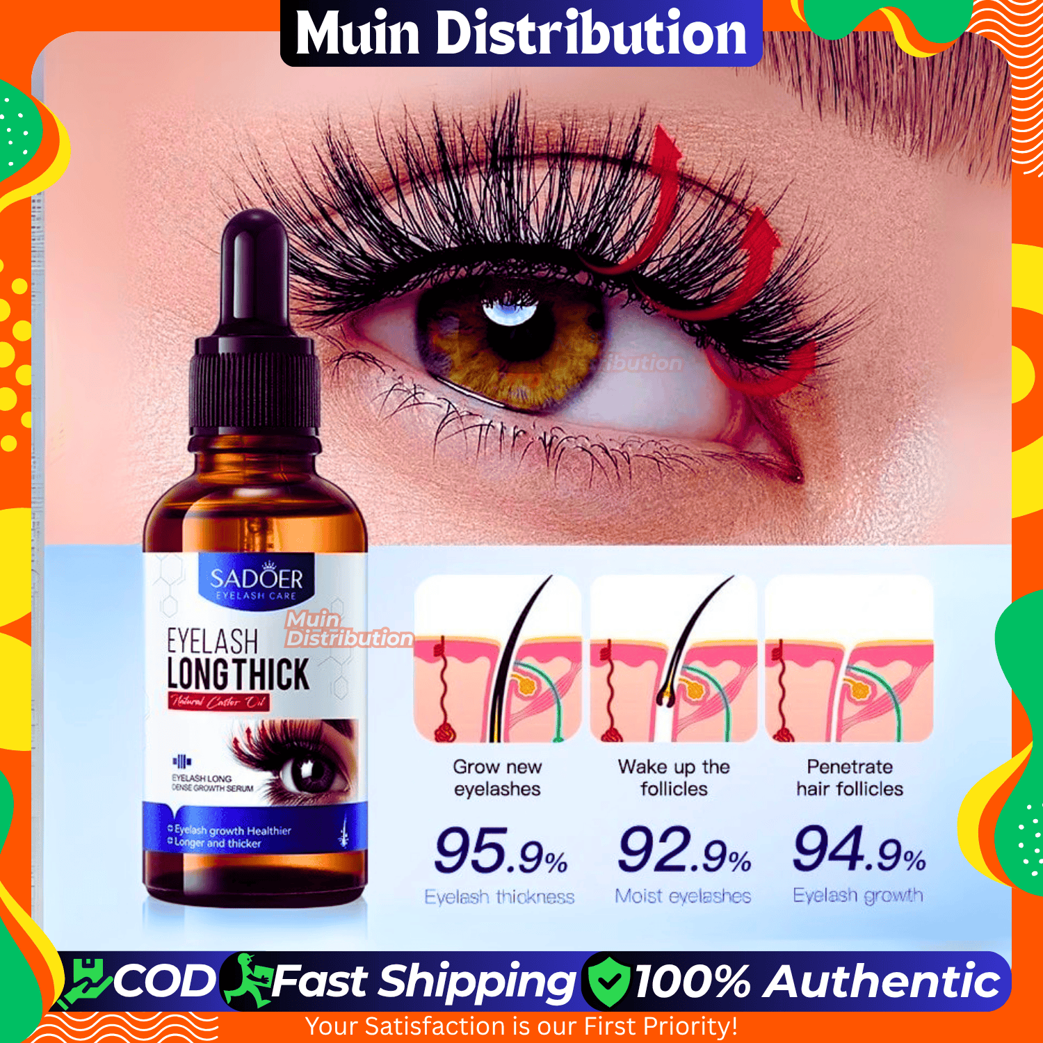 Picture of SADOER Eyelash Growth Long Thick Essence - 30ml - Eyelashes & Eyebrows Growth Serum