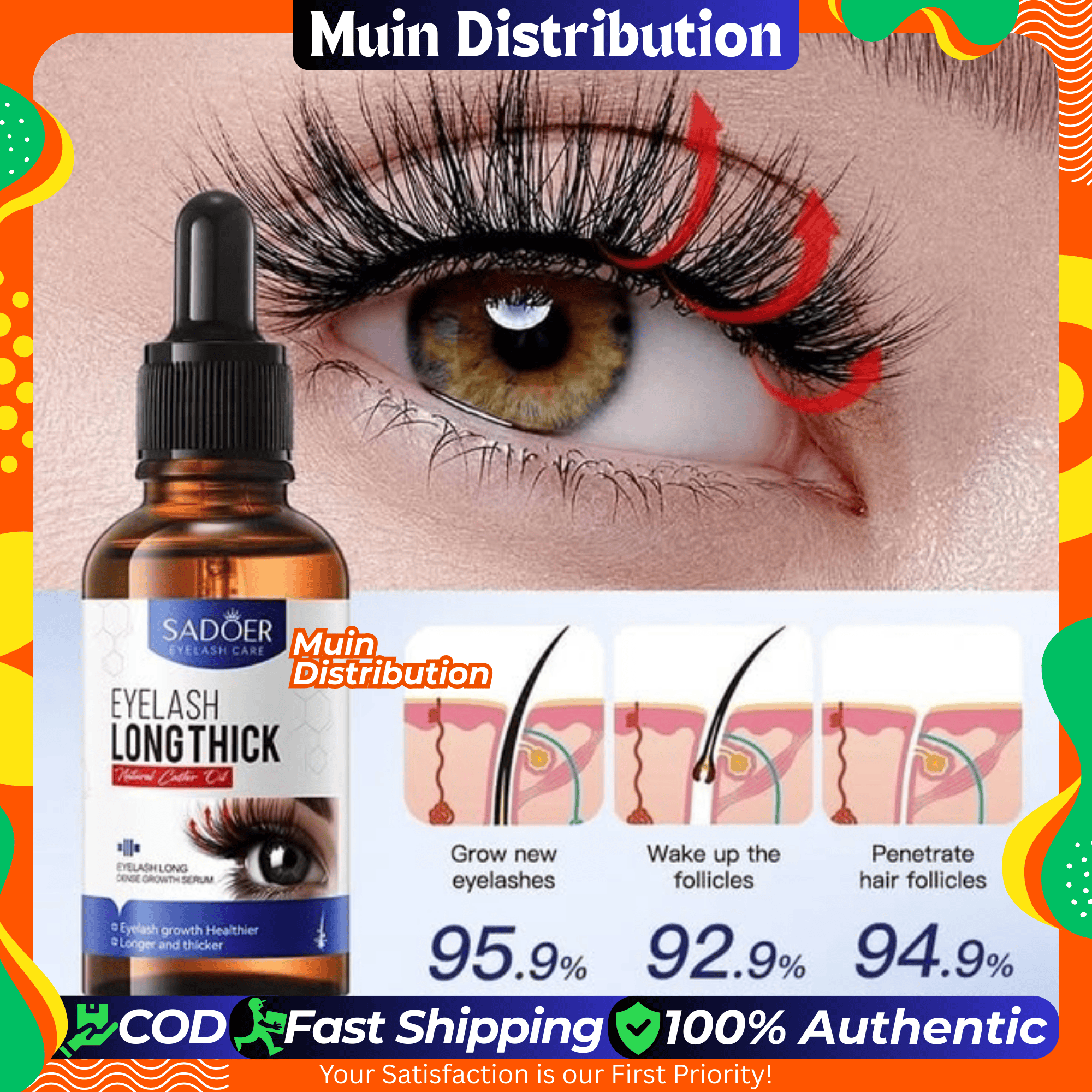 Picture of SADOER Eyelash Growth Long Thick Essence - 30ml - Eyelashes & Eyebrows Growth Serum