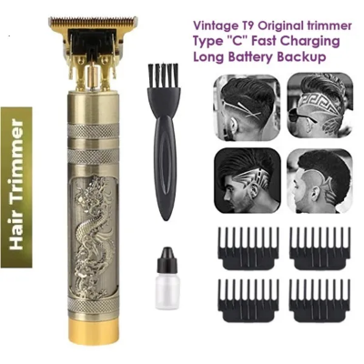 Picture of Vintage T9 Trimmer USB Type-C Rechargeable Hair Trimmer Electric Hair Clipper Haircut Machine For Men metal body - Hair Cutting Machine
