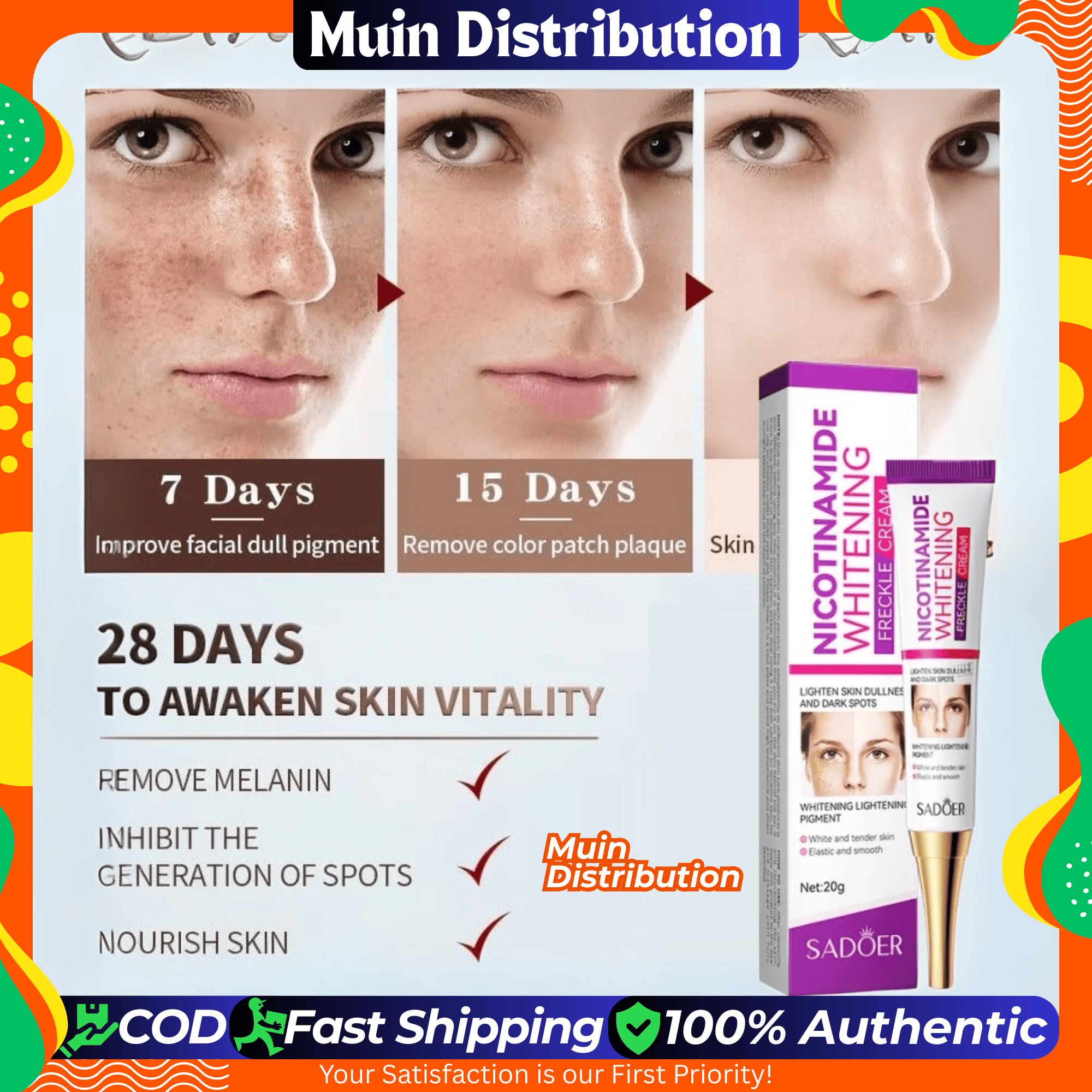 Picture of SADOER Nicotinamide Whitening Lightening Spots Freckle Face Cream 20g