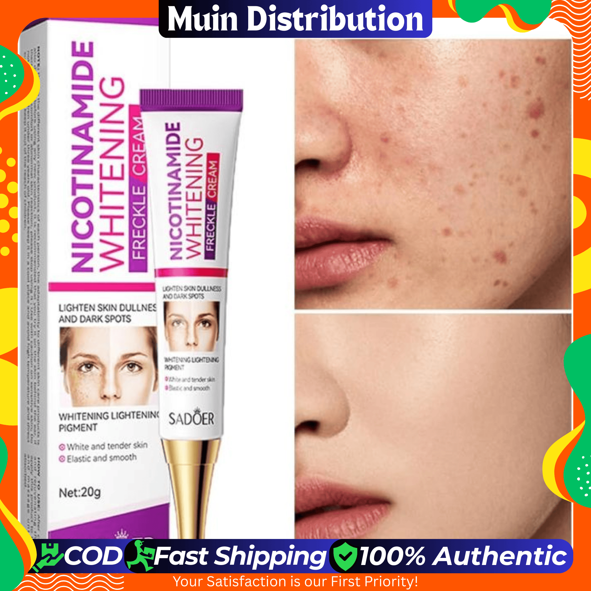 Picture of SADOER Nicotinamide Whitening Lightening Spots Freckle Face Cream 20g