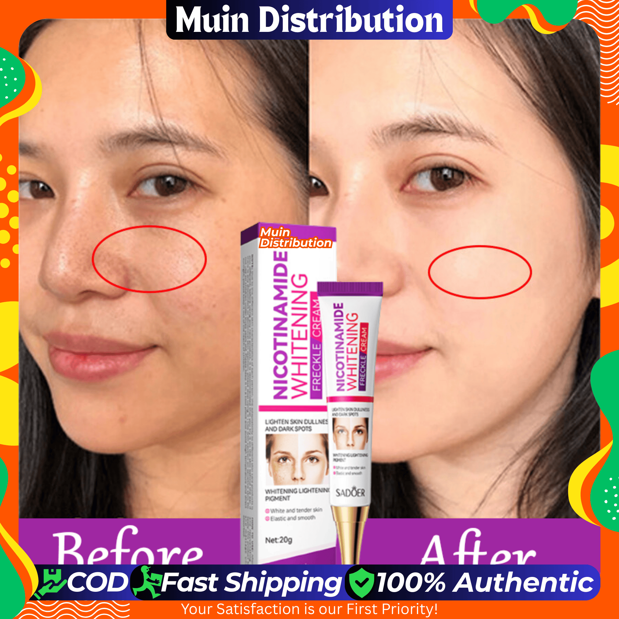 Picture of SADOER Nicotinamide Whitening Lightening Spots Freckle Face Cream 20g