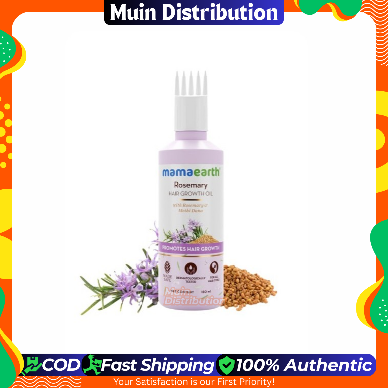 Picture of Mamaearth Rosemary Hair Oil for Hair Growth & Hair Fall Control with Fenugreek Seed | Strengthens Roots, Non-Sticky & Natural Scalp Oil for Men & Women | 150ml (5.07 Fl Oz)