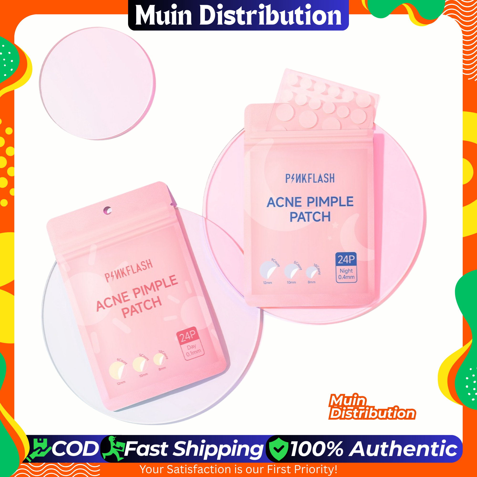 Picture of PINKFLASH Acne Pimple Patch for Day / Night (Pack of 24pcs) - Acne Patch / Acne Care